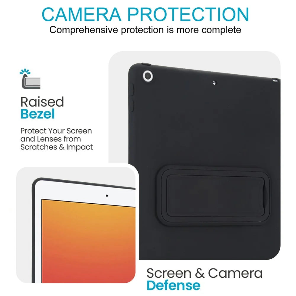 Kickstand Tablet Case for iPad 10.2 (2021) / (2020) / (2019) TPU + PC Skin-Friendly Protective Cover - Black - 5