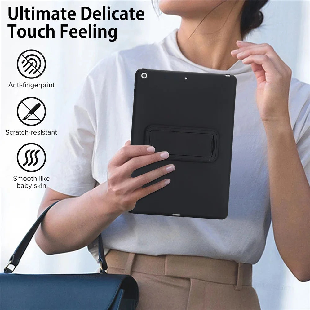 Kickstand Tablet Case for iPad 10.2 (2021) / (2020) / (2019) TPU + PC Skin-Friendly Protective Cover - Black - 6