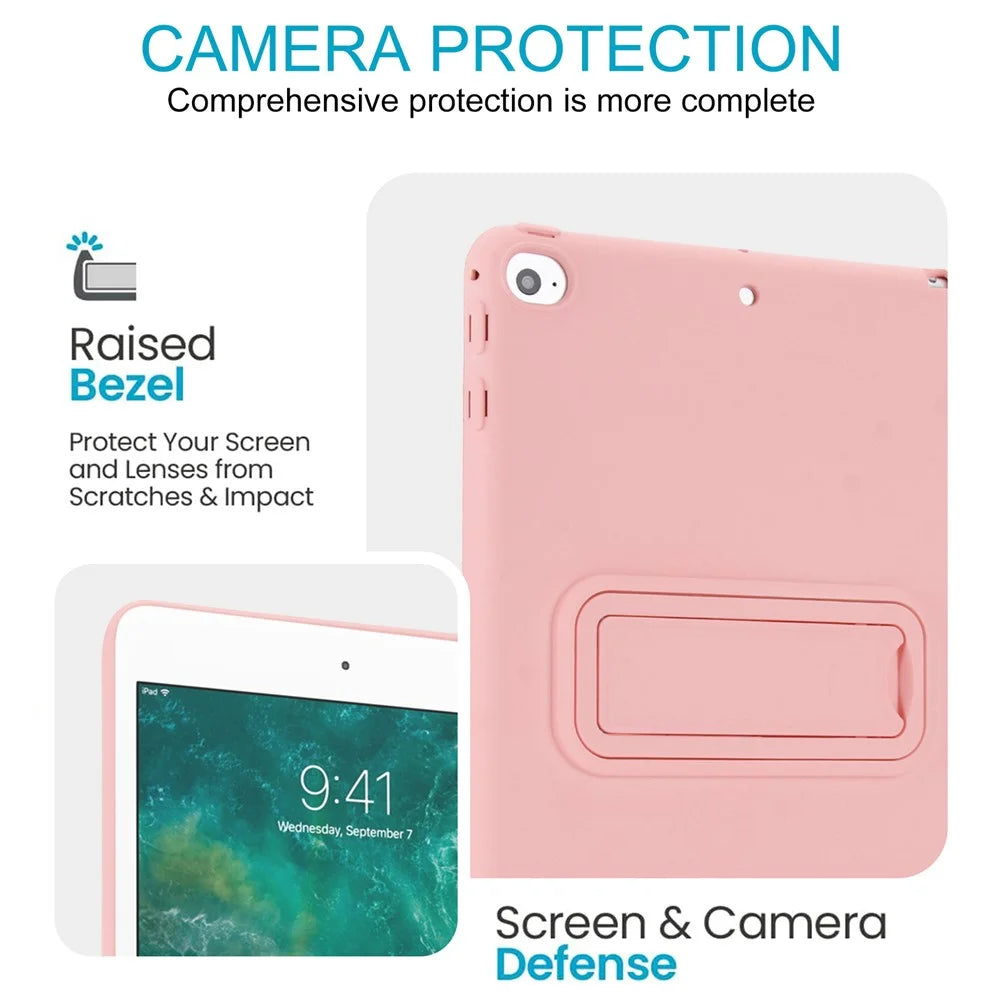 For iPad mini (2019) 7.9 inch / mini 4 Case TPU + PC Skin-Friendly Kickstand Tablet Cover - Pink - 5