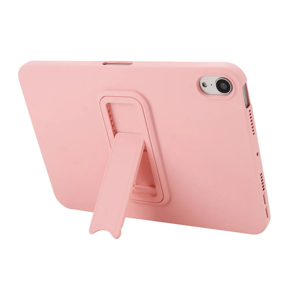 For iPad mini (2024) / (2021) Case TPU + PC Skin-Friendly Kickstand Tablet Cover - Pink - 2