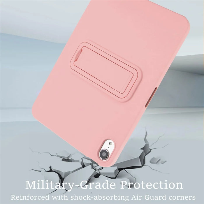For iPad mini (2024) / (2021) Case TPU + PC Skin-Friendly Kickstand Tablet Cover - Pink - 4