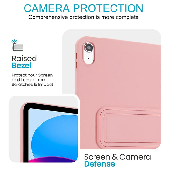 For iPad (2025) / 10.9 (2022) Case TPU + PC Skin-Friendly Kickstand Tablet Cover - Pink - 5