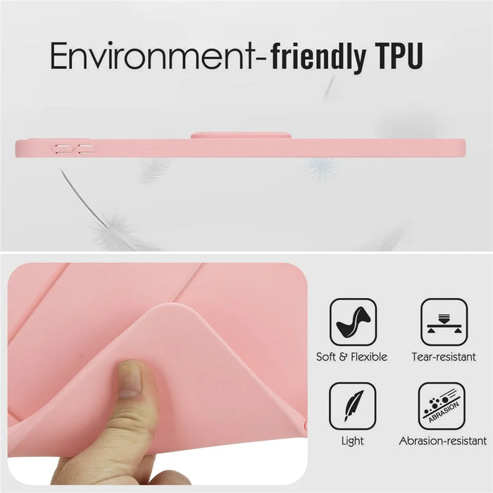 For iPad (2025) / 10.9 (2022) Case TPU + PC Skin-Friendly Kickstand Tablet Cover - Pink - 7