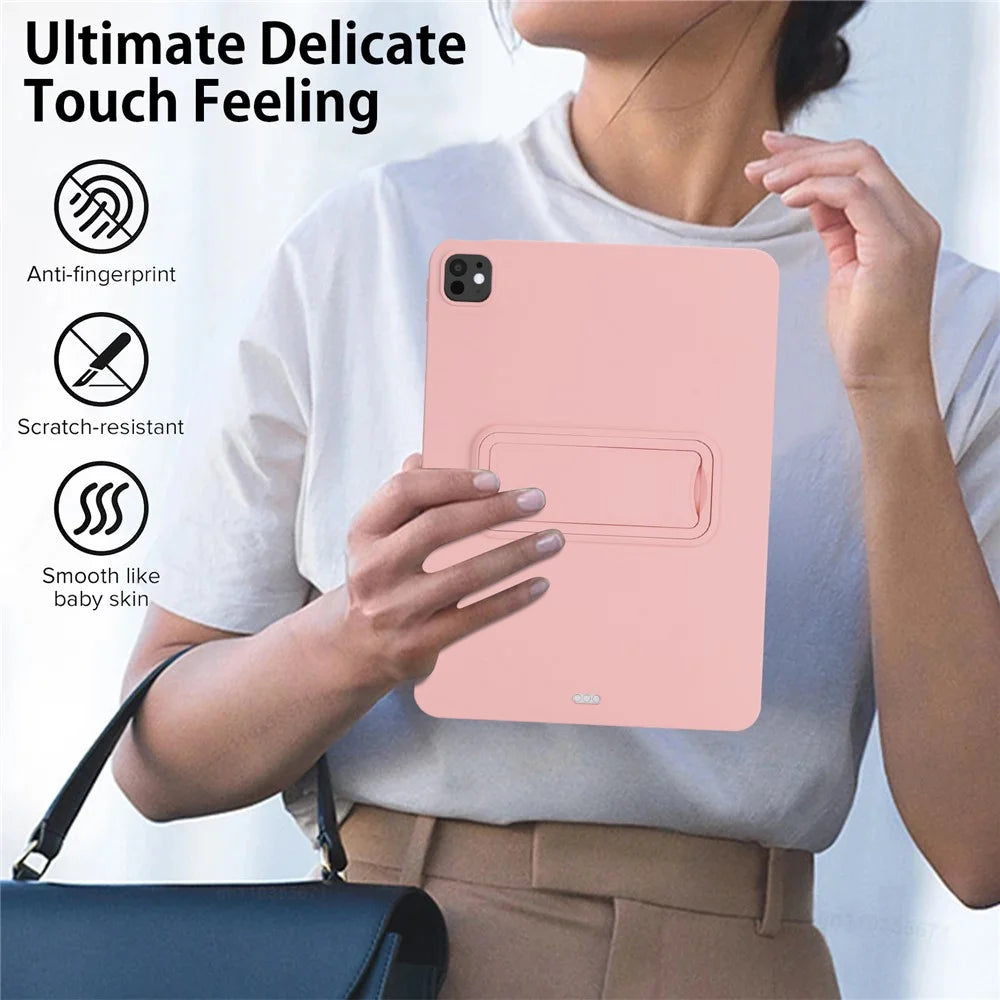 Kickstand Tablet Case for iPad Pro 11 (2022) / (2021) / (2020) TPU + PC Skin-Friendly Protective Cover - Pink - 6