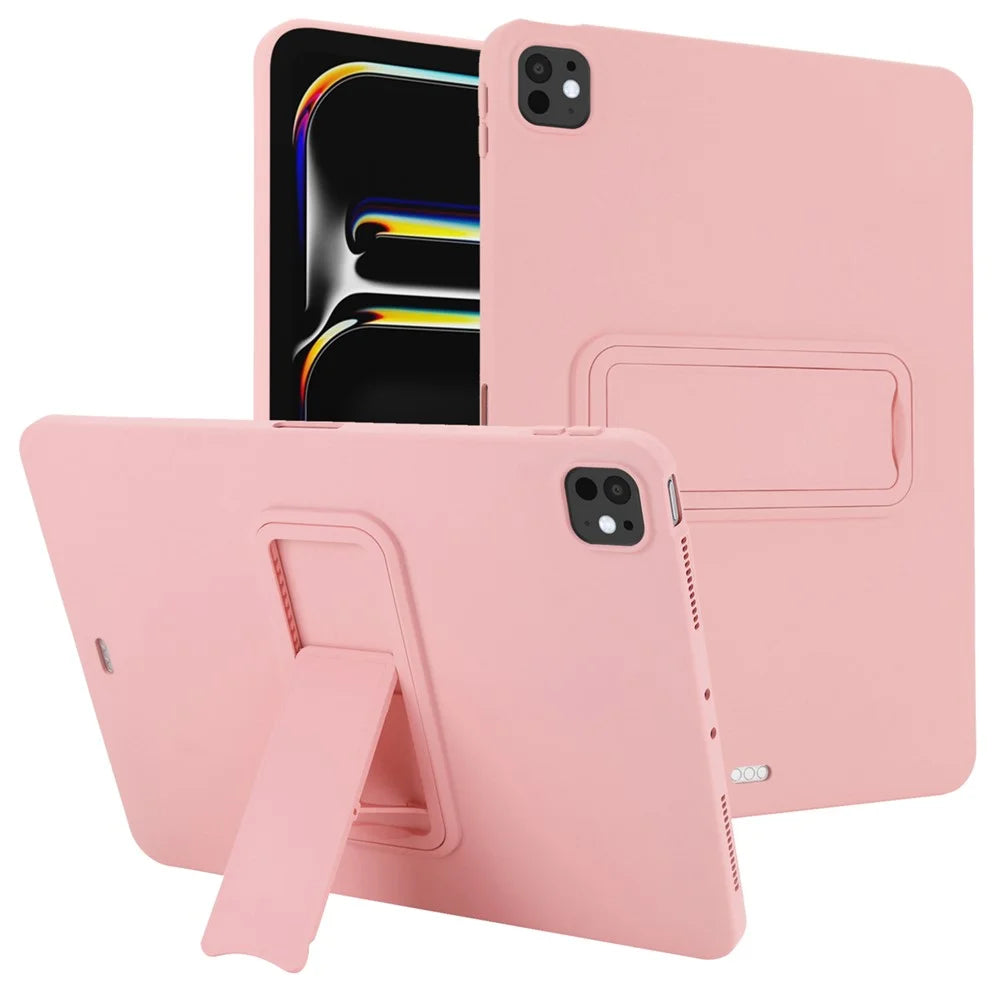 For iPad Pro 11 (2025) / 11 (2024) Case TPU + PC Skin-Friendly Kickstand Tablet Cover - Pink - 1