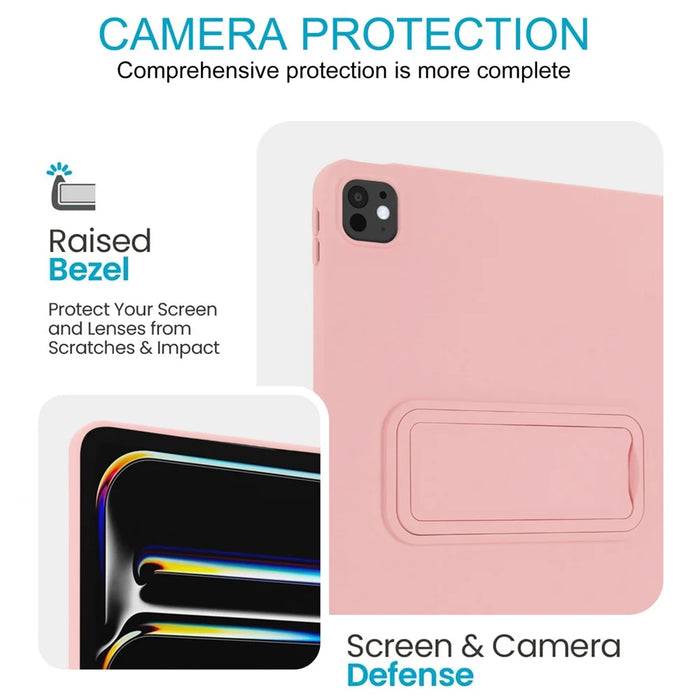 For iPad Pro 11 (2025) / 11 (2024) Case TPU + PC Skin-Friendly Kickstand Tablet Cover - Pink - 5