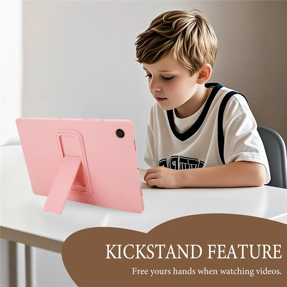 For Samsung Galaxy Tab A8 10.5 (2022) / (2021) Case TPU + PC Skin-Friendly Kickstand Tablet Cover - Pink - 3