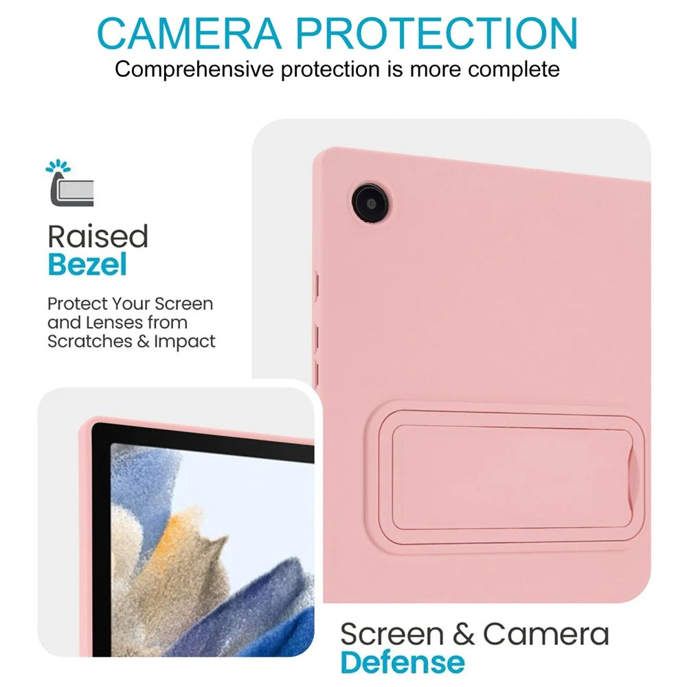 For Samsung Galaxy Tab A8 10.5 (2022) / (2021) Case TPU + PC Skin-Friendly Kickstand Tablet Cover - Pink - 5