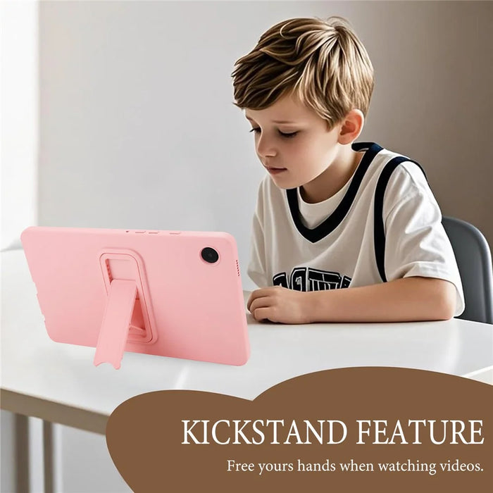 For Samsung Galaxy Tab A9 Case TPU + PC Skin-Friendly Kickstand Tablet Cover - Pink - 3