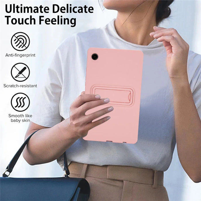 For Samsung Galaxy Tab A9 Case TPU + PC Skin-Friendly Kickstand Tablet Cover - Pink - 6