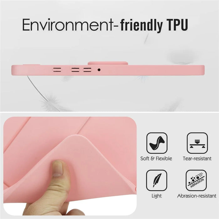 For Samsung Galaxy Tab A9 Case TPU + PC Skin-Friendly Kickstand Tablet Cover - Pink - 7
