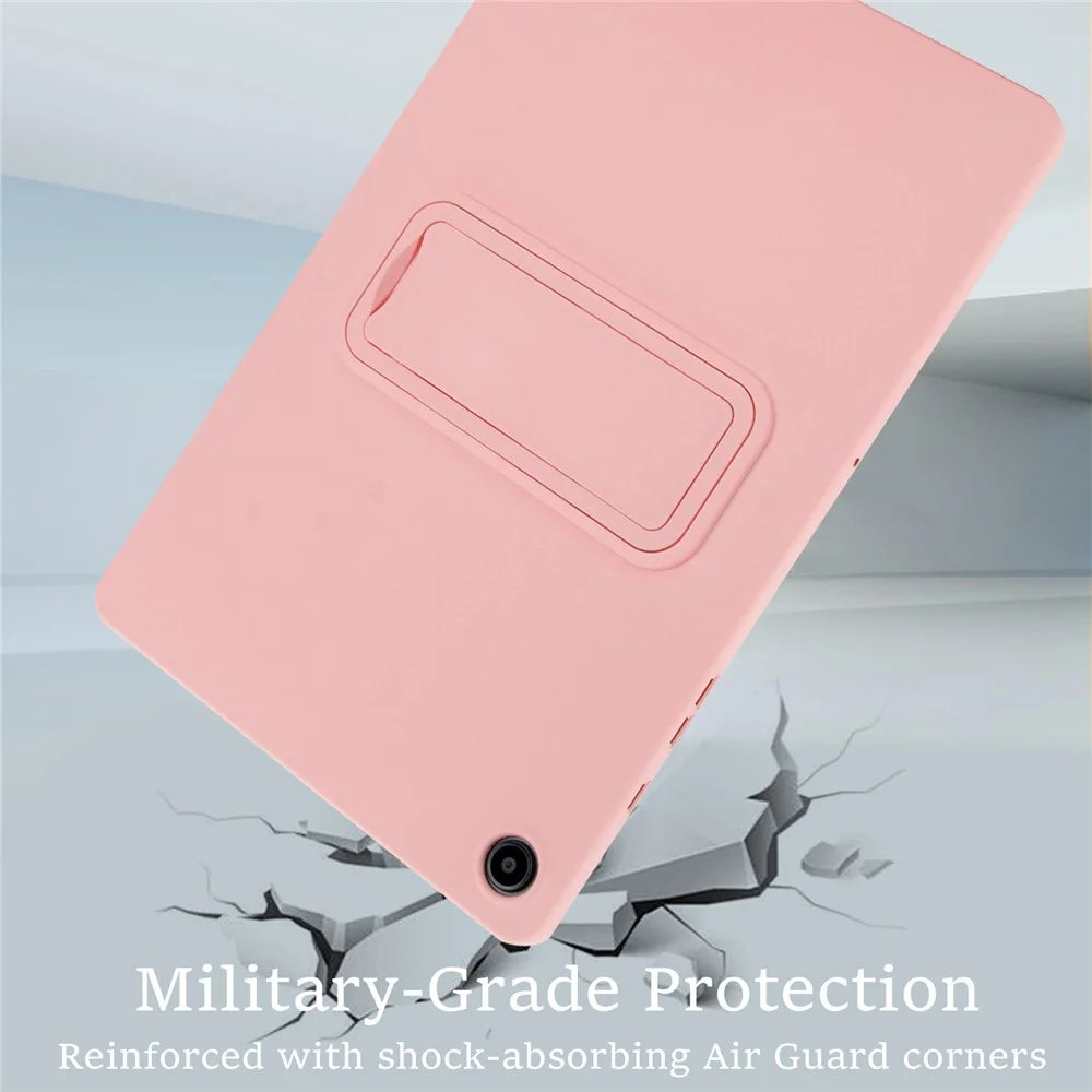 For Samsung Galaxy Tab A9+ Case TPU + PC Skin-Friendly Kickstand Tablet Cover - Pink - 4