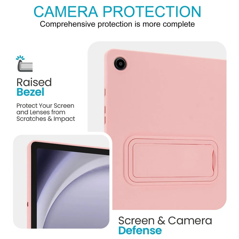 For Samsung Galaxy Tab A9+ Case TPU + PC Skin-Friendly Kickstand Tablet Cover - Pink - 5
