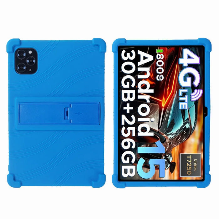 For Doogee Tab G6 Case Adjustable Kickstand Silicone Tablet Protective Cover - Dark Blue - 1