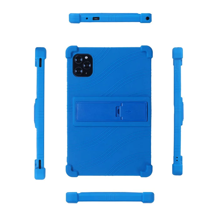 For Doogee Tab G6 Case Adjustable Kickstand Silicone Tablet Protective Cover - Dark Blue - 6