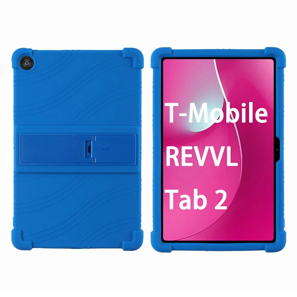 For T-Mobile REVVL Tab 2 (2025) Case Adjustable Kickstand Silicone Tablet Protective Cover - Dark Blue - 1