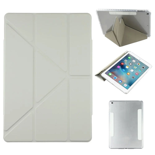 Tablet Case For iPad 9.7-inch (2018)  /  (2017)  /  Air 2  /  Air (2013) Magnetic Dual Clasp PU TPU Acrylic Origami Stand Cover - Grey - 1
