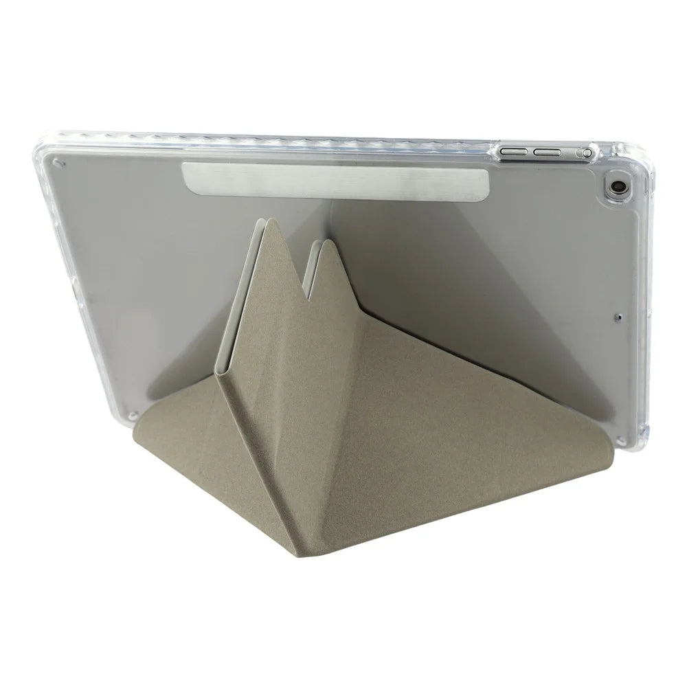 Tablet Case For iPad 9.7-inch (2018)  /  (2017)  /  Air 2  /  Air (2013) Magnetic Dual Clasp PU TPU Acrylic Origami Stand Cover - Grey - 2