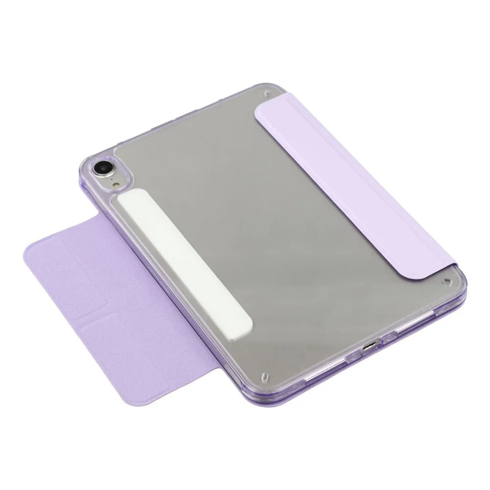 For iPad mini (2024)  /  (2021) Case Magnetic Dual Clasp PU TPU Acrylic Origami Stand Tablet Cover - Purple - 4
