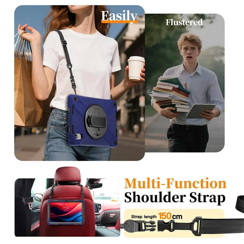 Kickstand Case for Motorola Moto Pad 60 Neo / Moto Pad (2026) / Lenovo Pad 11 2025 / 2024 / Tab K11 Gen 2 / Idea Tab / K11 / P11 Gen 2 / M11 / Zhaoyang K10 with Strap - Navy Blue - 5