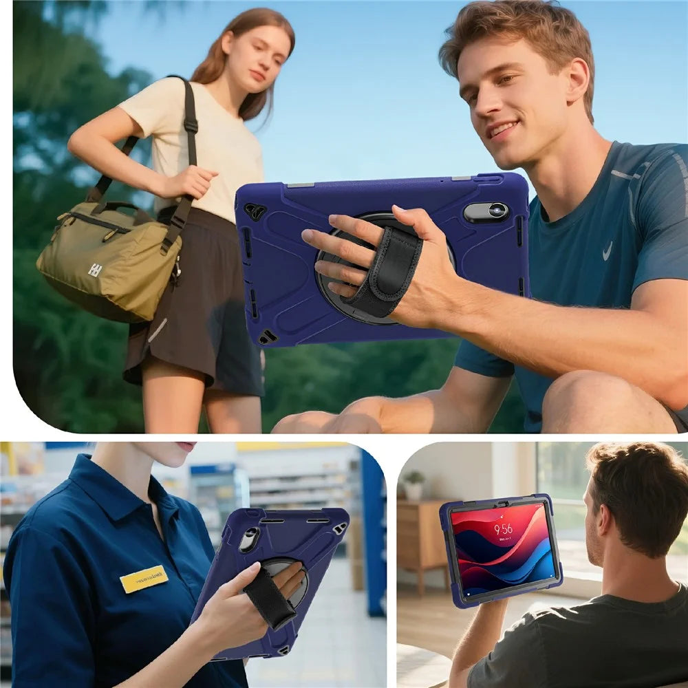 Kickstand Case for Motorola Moto Pad 60 Neo / Moto Pad (2026) / Lenovo Pad 11 2025 / 2024 / Tab K11 Gen 2 / Idea Tab / K11 / P11 Gen 2 / M11 / Zhaoyang K10 with Strap - Navy Blue - 6