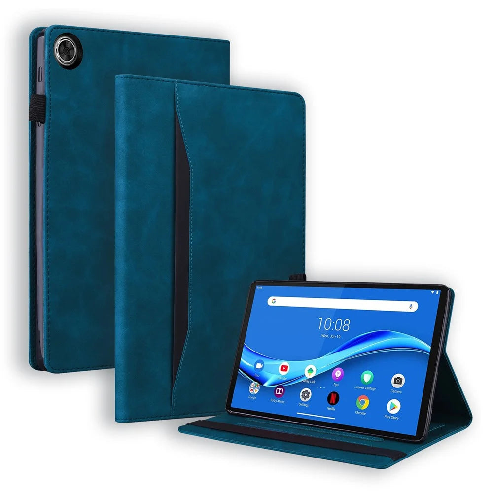 For Lenovo K9 / Tab One Case PU Leather Protective Folio Tablet Cover with Card Holder - Blue - 1