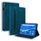 For Lenovo K9 / Tab One Case PU Leather Protective Folio Tablet Cover with Card Holder - Blue - 1