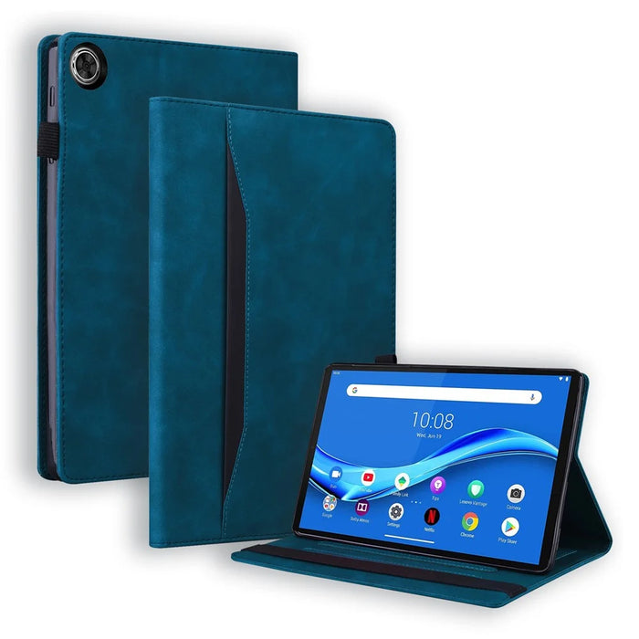 For Lenovo K9 / Tab One Case PU Leather Protective Folio Tablet Cover with Card Holder - Blue - 1