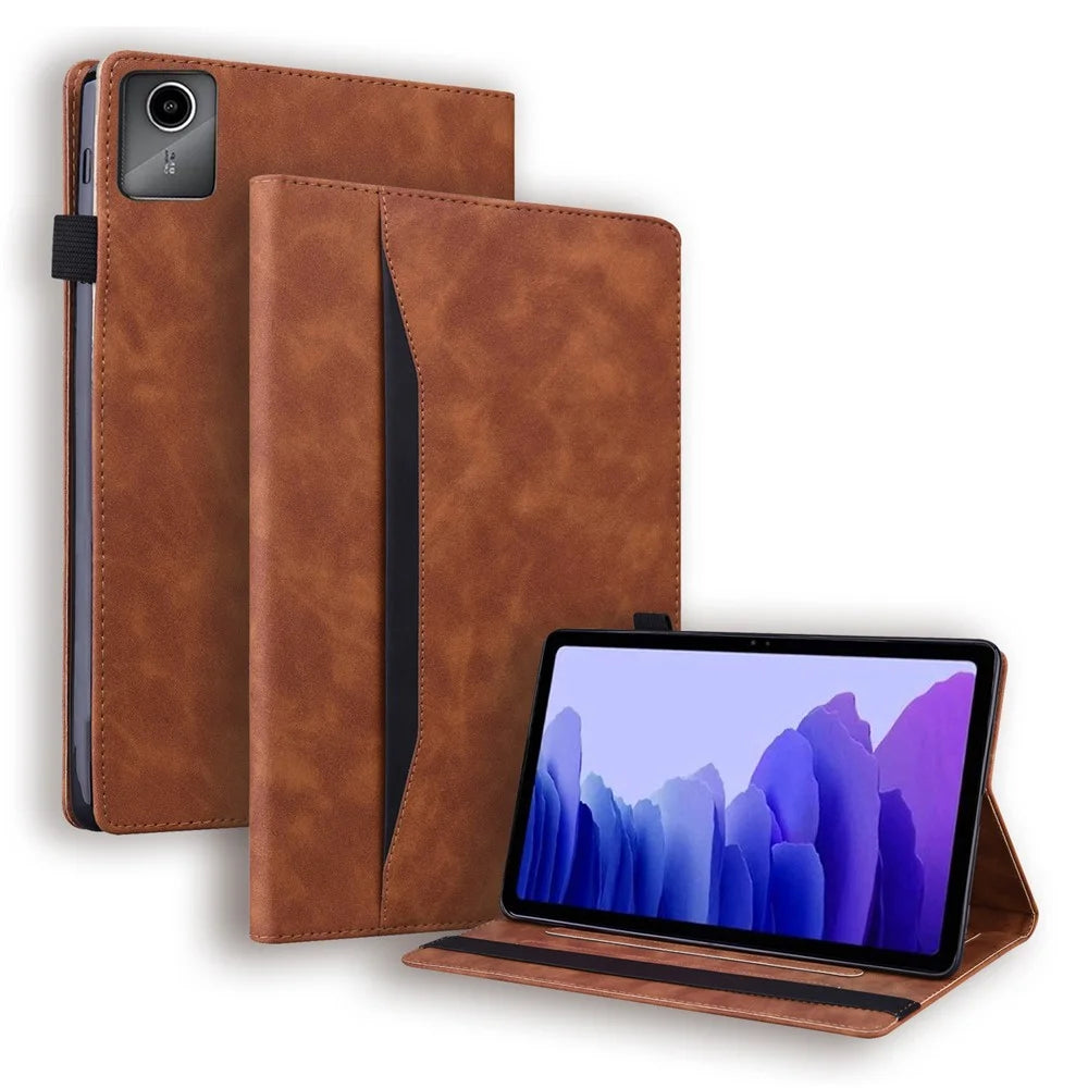 For Lenovo Xiaoxin Pad 2025 TB365FC Case PU Leather Protective Folio Tablet Cover with Card Holder - Brown - 1