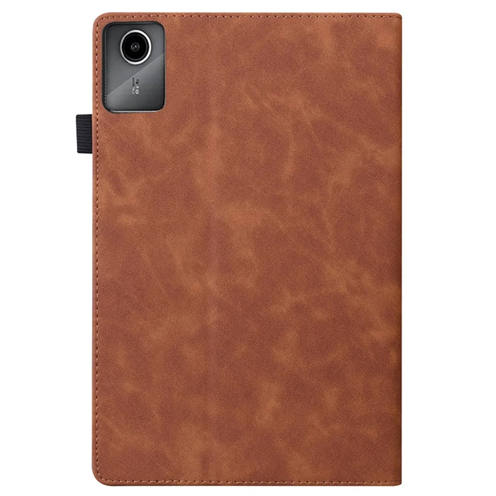 For Lenovo Xiaoxin Pad 2025 TB365FC Case PU Leather Protective Folio Tablet Cover with Card Holder - Brown - 7