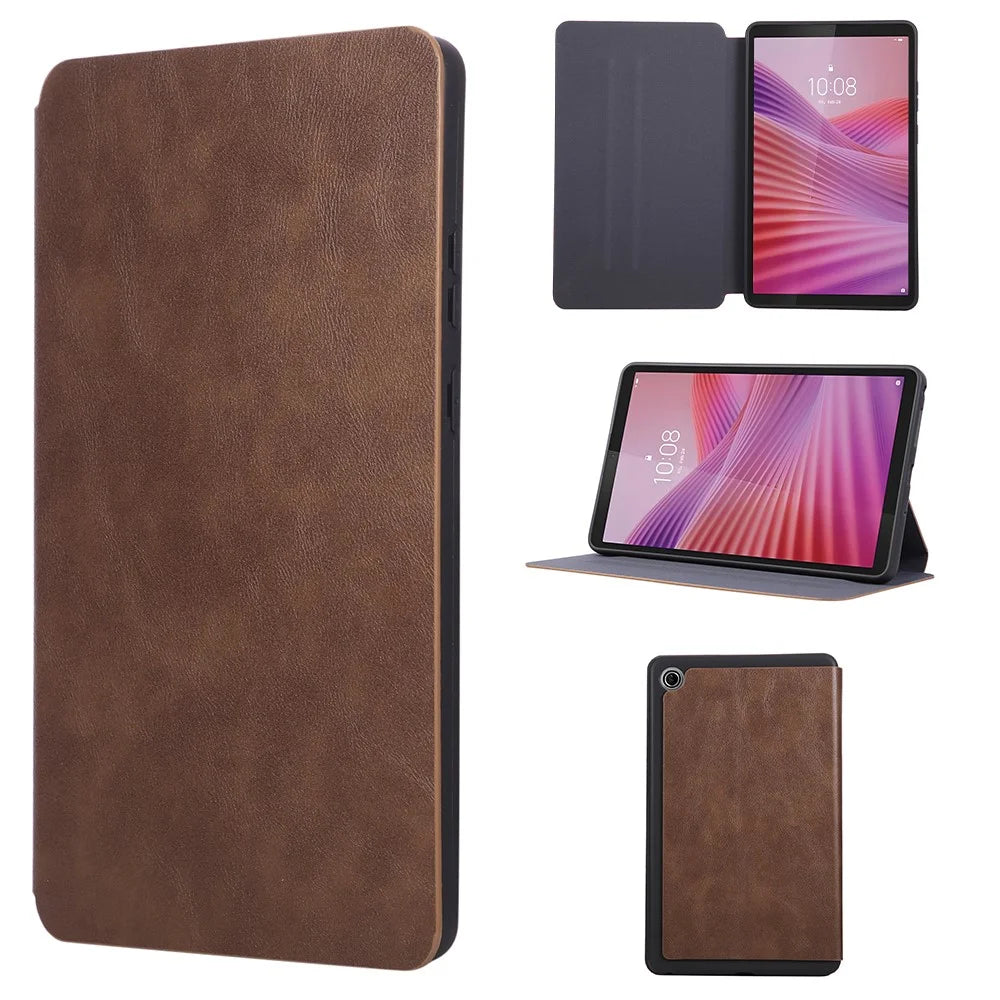For Lenovo Tab K9 / Tab One Shockproof Case PU Leather Tablet Cover with Stand - Brown - 1