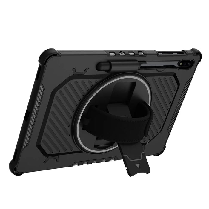 Kickstand Case for Samsung Galaxy Tab S10+ / S9+ / S8+ / S7+ / S7 FE PC + TPU Shockproof Tablet Cover with Hand Strap / Pen Slot - Black - 2