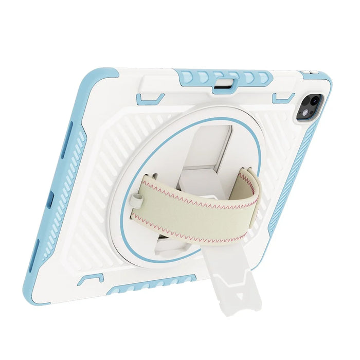 For iPad Pro 13 (2025) / 13 (2024) Case Kickstand PC + TPU Shockproof Tablet Cover with Hand Strap / Pen Slot - Blue - 3