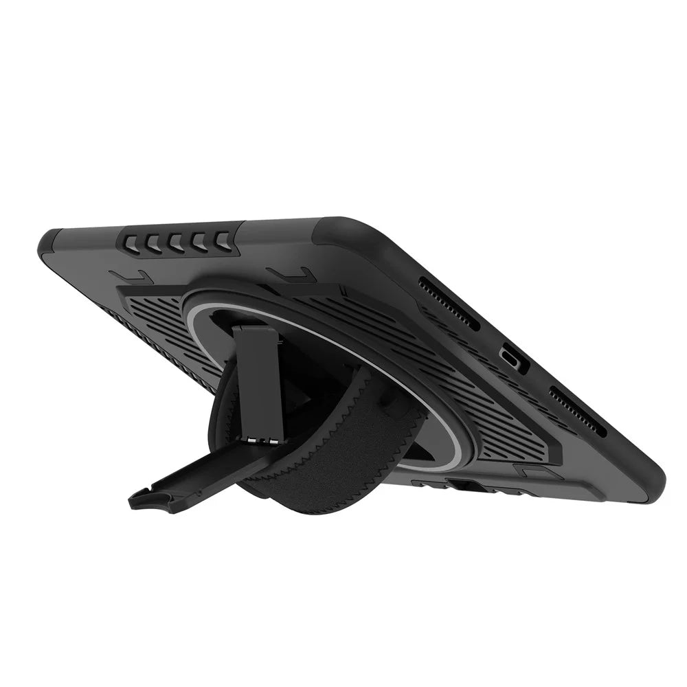 For iPad Pro 11 (2025) / 11 (2024) Case Kickstand PC + TPU Shockproof Tablet Cover with Hand Strap / Pen Slot - Black - 5