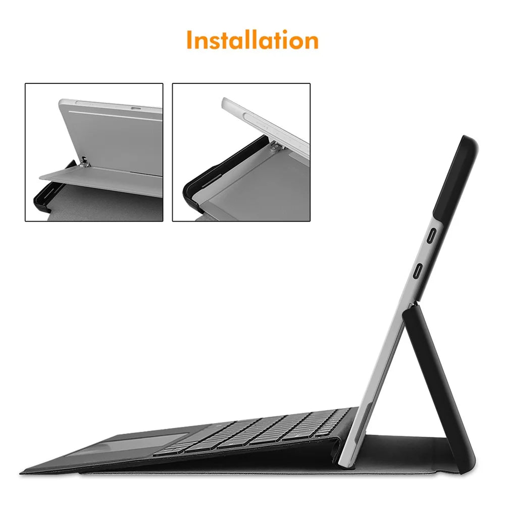 ENKAY HAT PRINCE For Microsoft Surface Pro 12inch Case PU Leather + PC Protective Cover with Stand - Blackish Green - 5