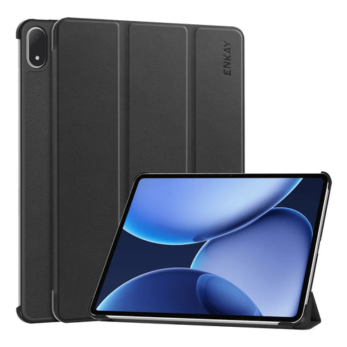 ENKAY HAT PRINCE For OnePlus Pad 2 Pro / OnePlus Pad 3 Trifold Stand Cover   PU Leather+PC Tablet Case with Auto Wake/Sleep - Black - 1