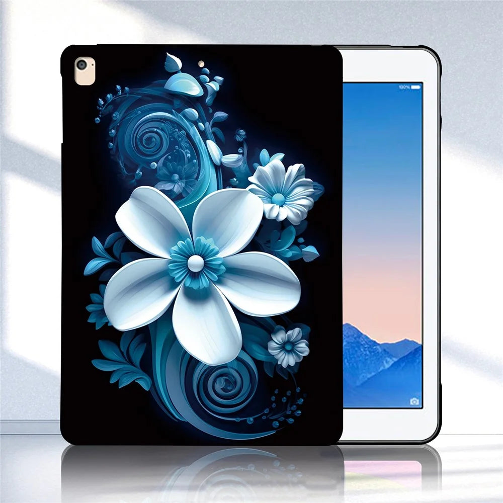 Tablet Case For iPad 9.7-inch (2018)  /  (2017)  /  Air 2  /  Air (2013) Pattern Printing Slim Soft TPU Cover - Black Orchid - 2