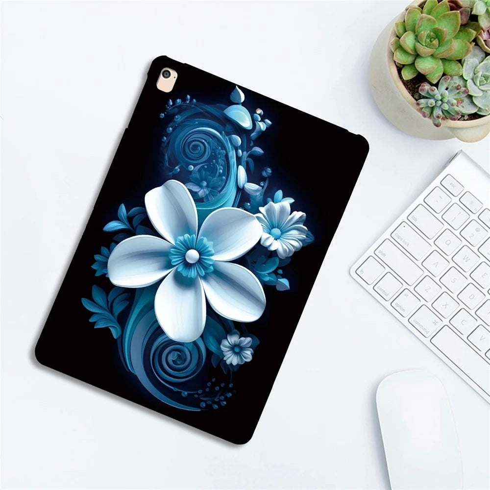 Tablet Case For iPad 9.7-inch (2018)  /  (2017)  /  Air 2  /  Air (2013) Pattern Printing Slim Soft TPU Cover - Black Orchid - 4