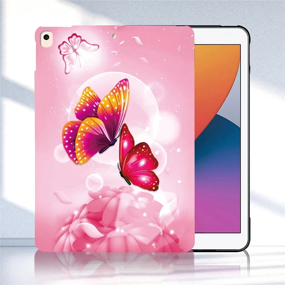 Tablet Case For iPad 10.2 (2021)  /  (2020)  /  (2019)  /  Air 10.5 inch (2019) Pattern Printing Slim Soft TPU Cover - Pink Butterfly - 2