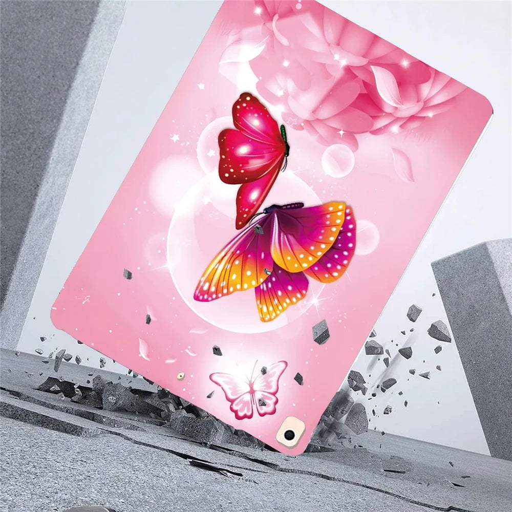 Tablet Case For iPad 10.2 (2021)  /  (2020)  /  (2019)  /  Air 10.5 inch (2019) Pattern Printing Slim Soft TPU Cover - Pink Butterfly - 3