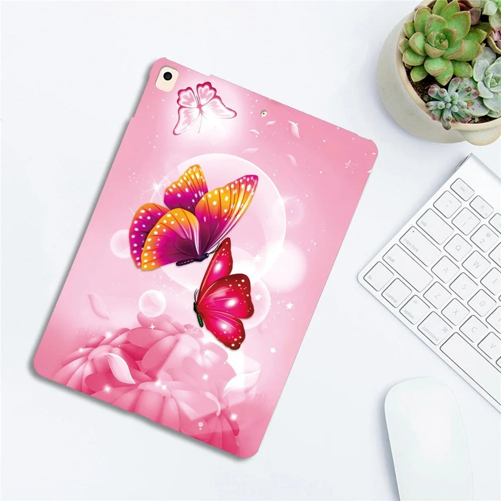 Tablet Case For iPad 10.2 (2021)  /  (2020)  /  (2019)  /  Air 10.5 inch (2019) Pattern Printing Slim Soft TPU Cover - Pink Butterfly - 4