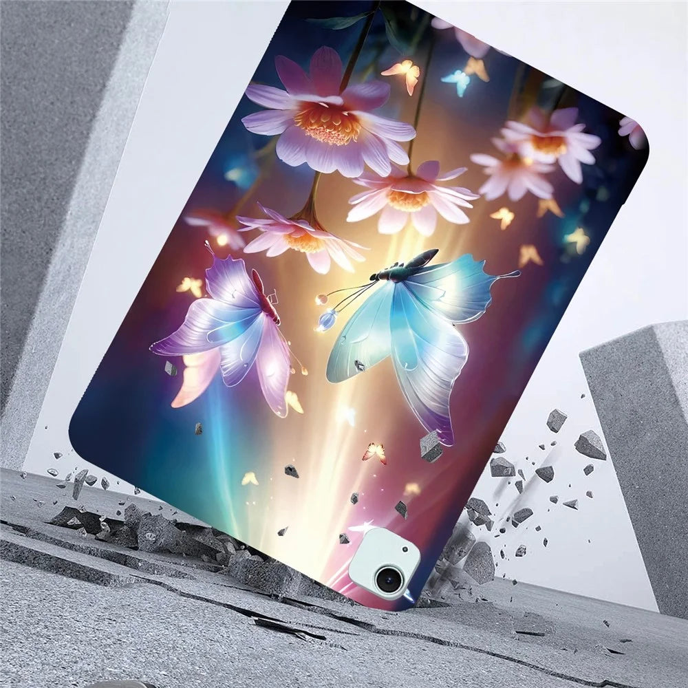 Tablet Case For iPad Air 11 (2026) / (2025) / (2024) / Air (2022) / (2020) Pattern Printing Slim Soft TPU Cover - Butterfly Floral - 3