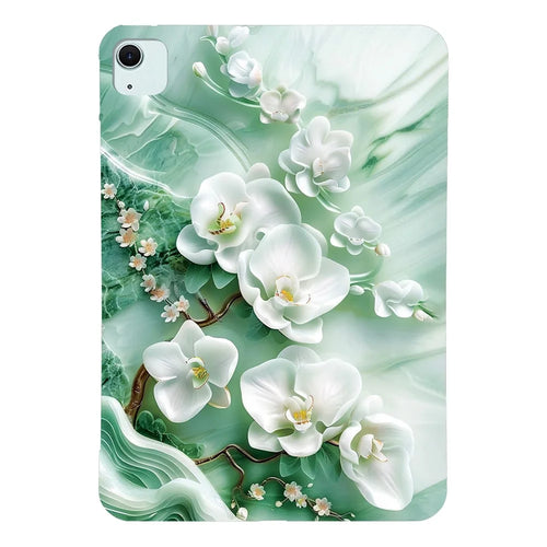 Tablet Case For iPad Air 13 (2026) / (2025) / (2024) / Pro 12.9 (2022) / (2021) / (2020) / (2018) Pattern Printing Slim Soft TPU Cover - Jade Flower - 1