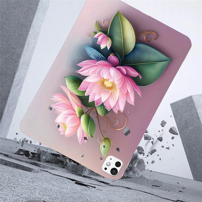 For iPad Pro 11 (2025) / 11 (2024) Case Pattern Printing Slim Soft TPU Tablet Cover - Lotus - 3
