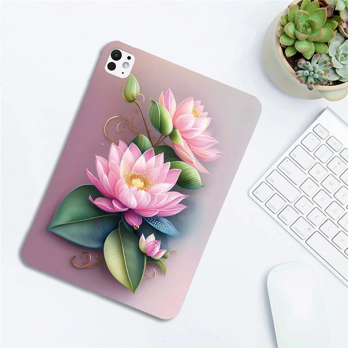 For iPad Pro 11 (2025) / 11 (2024) Case Pattern Printing Slim Soft TPU Tablet Cover - Lotus - 4