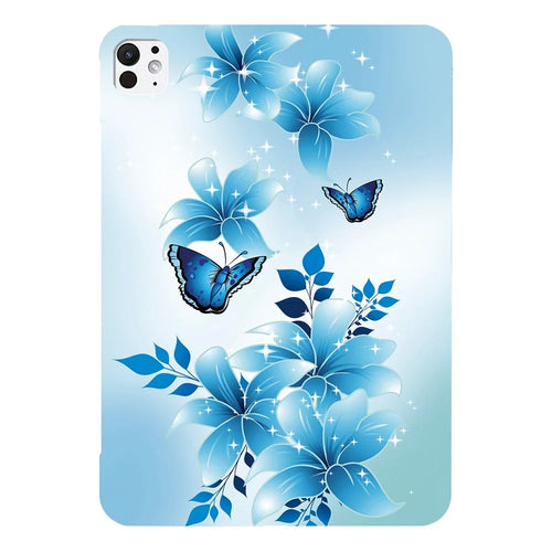 For iPad Pro 13 (2025) / 13 (2024) Case Pattern Printing Slim Soft TPU Tablet Cover - Blue Butterfly - 1