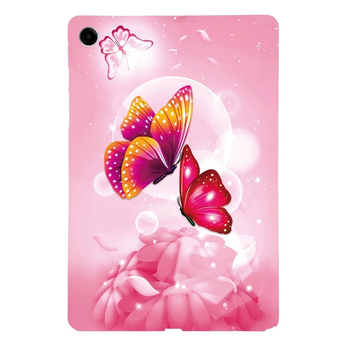 For Samsung Galaxy Tab A9+ Case Pattern Printing Slim Soft TPU Tablet Cover - Pink Butterfly - 1