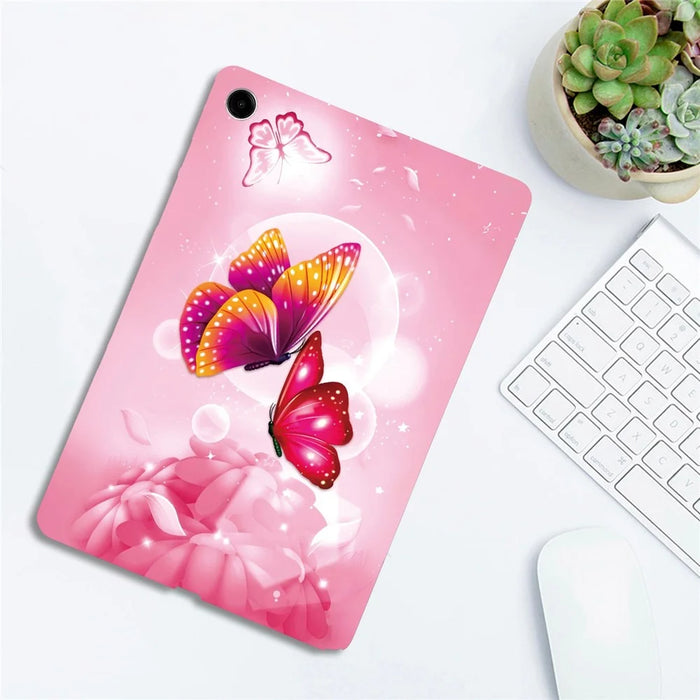 For Samsung Galaxy Tab A9+ Case Pattern Printing Slim Soft TPU Tablet Cover - Pink Butterfly - 4