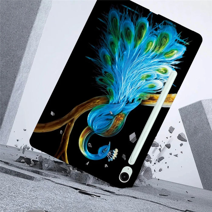 Tablet Case For Samsung Galaxy Tab S9 FE / S9 Pattern Printing Slim Soft TPU Cover - Peacock - 3