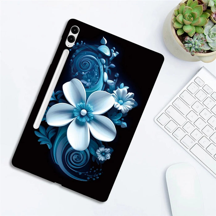 Tablet Case For Samsung Galaxy Tab S10+  /  S9+  /  S9 FE+ Pattern Printing Slim Soft TPU Cover - Black Orchid - 4